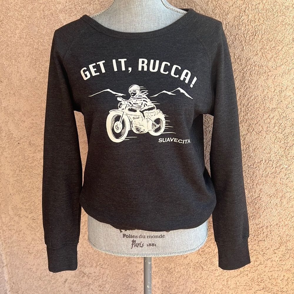 Suavecita sweatshirt dark grey Motobike vintage design size medium (runs small)
